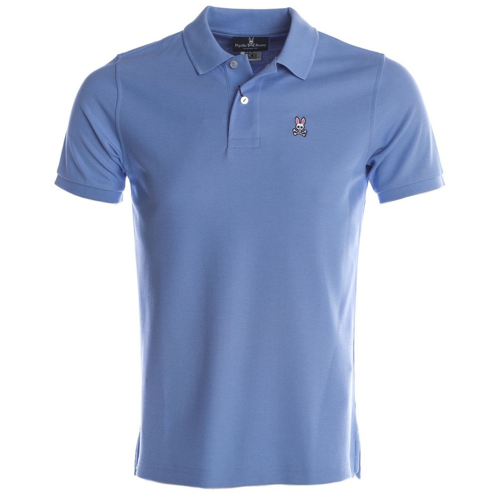 Psycho Bunny Lapis Blue Classic Polo Golf Shirt White Embroidered Bunny 6/Large